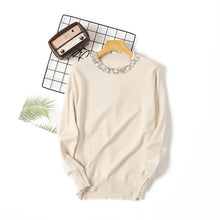 Load image into Gallery viewer, Autumn Winter Women Beaded Sweater 2019 O-Neck elegant sweater Jumper Top Loose Casual Warm Femme Sweater knitting bottom shirt