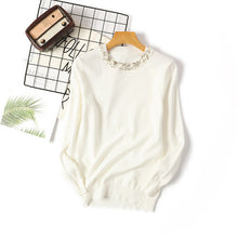 Load image into Gallery viewer, Autumn Winter Women Beaded Sweater 2019 O-Neck elegant sweater Jumper Top Loose Casual Warm Femme Sweater knitting bottom shirt