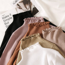 Load image into Gallery viewer, Turtleneck Ruched Women Sweater High Elastic Solid 2019 Fall Winter Fashion Sweater Women Slim Sexy Knitted Pullovers Pink White