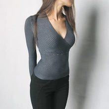 Load image into Gallery viewer, Sexy Winter Knitted Sweater V Neck Cashmere Sweater Female 2019 Women Sweaters And Pullovers Autumn Long Sleeve Sweater Jumper