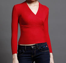 Load image into Gallery viewer, Sexy Winter Knitted Sweater V Neck Cashmere Sweater Female 2019 Women Sweaters And Pullovers Autumn Long Sleeve Sweater Jumper