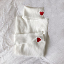 Load image into Gallery viewer, Winter Korean Women Sweater Heart Embroidery Turtleneck Long Sleeves Sweaters Women Knitted Pullovers Female Elastic Tops