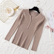 Load image into Gallery viewer, AOSSVIAO 2019 Autumn Winter Button V Neck Sweater Women Basic Slim Pullover Women Sweaters And Pullovers Knit Jumper Ladies Tops