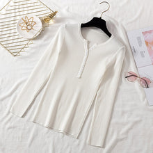 Load image into Gallery viewer, AOSSVIAO 2019 Autumn Winter Button V Neck Sweater Women Basic Slim Pullover Women Sweaters And Pullovers Knit Jumper Ladies Tops