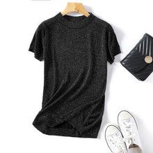 Load image into Gallery viewer, Wixra Women Spring All base Match Short Sleeve Sweater O-Neck Soft Slim Elasticity Pullovers Solid Color Summer Womens Clothing