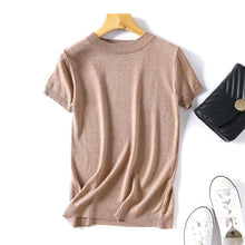 Load image into Gallery viewer, Wixra Women Spring All base Match Short Sleeve Sweater O-Neck Soft Slim Elasticity Pullovers Solid Color Summer Womens Clothing