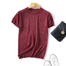 Load image into Gallery viewer, Wixra Women Spring All base Match Short Sleeve Sweater O-Neck Soft Slim Elasticity Pullovers Solid Color Summer Womens Clothing