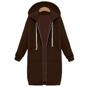 Women Jacket Long Coat Autumn 2019 Casual Plus Size Winter Hooded Jacket Female Sweater Ladies Cardigan chaqueta mujer 4XL 5XL