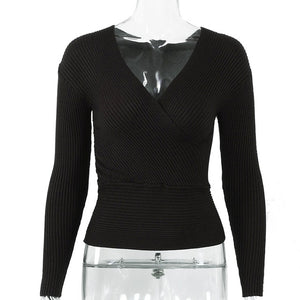 Sexy Winter Knitted Sweater V Neck Cashmere Sweater Female 2019 Women Sweaters And Pullovers Autumn Long Sleeve Sweater Jumper