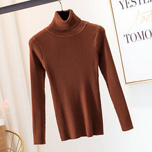 Load image into Gallery viewer, 2019 Autumn Winter Knitted Sweater Pullovers Turtleneck Sweater for Women Long Sleeve White Black Soft Female Jumper Clothing