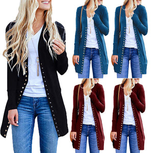 Women Knitted Long Sleeve Sweater Cardigan for female Women 2019 autumn new Overcoat Outwear Coats Long Cardigan Plus Size