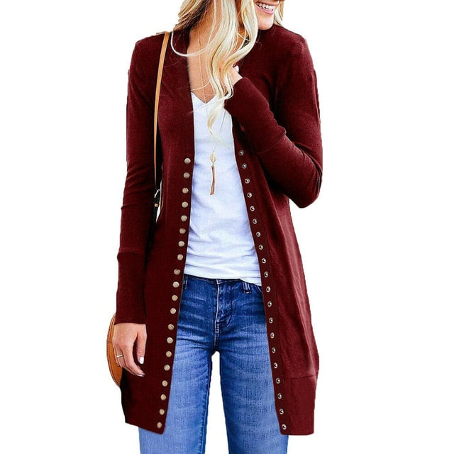 Women Knitted Long Sleeve Sweater Cardigan for female Women 2019 autumn new Overcoat Outwear Coats Long Cardigan Plus Size