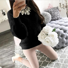 Load image into Gallery viewer, Pullover Fluffy Sweaters Yellow White Long Sleeve Sexy O Neck Fleece Sweater Women Plus Size Casual Thin  Pull Femme Hiver