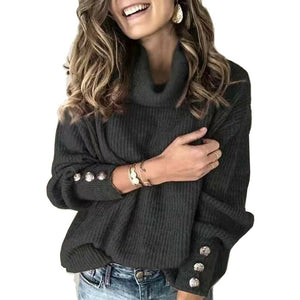 Hot Autumn Womens Long Sleeve Pullover Sweater Jumper Winter Warm Fleece Fur baggy High Neck Ladies Casual Outwear Pullover Tops