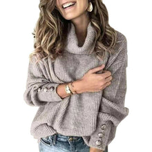 Load image into Gallery viewer, Hot Autumn Womens Long Sleeve Pullover Sweater Jumper Winter Warm Fleece Fur baggy High Neck Ladies Casual Outwear Pullover Tops