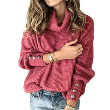 Load image into Gallery viewer, Hot Autumn Womens Long Sleeve Pullover Sweater Jumper Winter Warm Fleece Fur baggy High Neck Ladies Casual Outwear Pullover Tops
