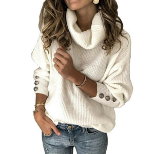 Hot Autumn Womens Long Sleeve Pullover Sweater Jumper Winter Warm Fleece Fur baggy High Neck Ladies Casual Outwear Pullover Tops