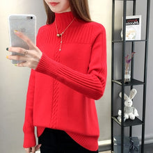 Load image into Gallery viewer, Knitted Turtleneck Women Autumn Winter 2019 New Ladies Korean Sweater Female Long Sleeve Jumper Blue White Red Pullover Femme