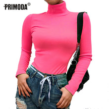 Load image into Gallery viewer, Women Sweaters Turtleneck Long Sleeve Fluorescent Green Jumpers Female Winter Tops Sexy Knitted Shirts Pullovers Club Elastic