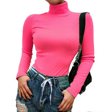 Load image into Gallery viewer, Women Sweaters Turtleneck Long Sleeve Fluorescent Green Jumpers Female Winter Tops Sexy Knitted Shirts Pullovers Club Elastic