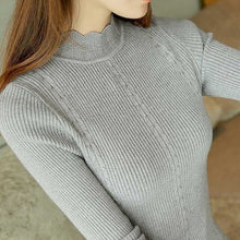 Load image into Gallery viewer, gkfnmt Half Turtleneck Knitted Sweater Female Pink White Gray Pullovers Ladies Top Fashion Casual Women Sweaters Korean Jumper