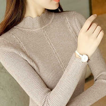 Load image into Gallery viewer, gkfnmt Half Turtleneck Knitted Sweater Female Pink White Gray Pullovers Ladies Top Fashion Casual Women Sweaters Korean Jumper