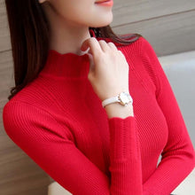 Load image into Gallery viewer, gkfnmt Half Turtleneck Knitted Sweater Female Pink White Gray Pullovers Ladies Top Fashion Casual Women Sweaters Korean Jumper