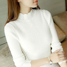 Load image into Gallery viewer, gkfnmt Half Turtleneck Knitted Sweater Female Pink White Gray Pullovers Ladies Top Fashion Casual Women Sweaters Korean Jumper