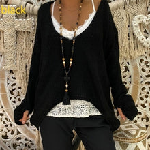Load image into Gallery viewer, Autumn Women Knitting Sweaters Pullovers For Female Clothes Tops Korean Style V-Neck Irregular Casual Loose Sweater
