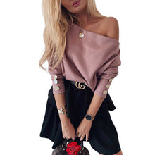 Load image into Gallery viewer, YELITE Sexy Off Shoulder Knitted Sweater Women Korean Pullovers Knitwear Loose female long sleeves 2020 clothes pink jumper pull