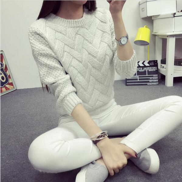 2019 Women Pullover Female Casual Sweater Plaid O-neck Long Sleeve Mohair Sweater Autumn and Winter Style
