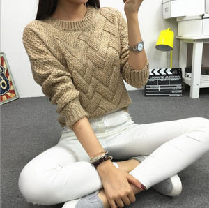 2019 Women Pullover Female Casual Sweater Plaid O-neck Long Sleeve Mohair Sweater Autumn and Winter Style