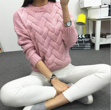 Load image into Gallery viewer, 2019 Women Pullover Female Casual Sweater Plaid O-neck Long Sleeve Mohair Sweater Autumn and Winter Style