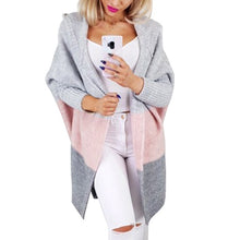 Load image into Gallery viewer, SFIT Patchwork Knitted Long Cardigan Women Autumn Hooded Batwing Sleeve Plus Size 5XL Women Sweater Coat Winter Cardigans Female