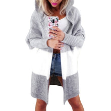 Load image into Gallery viewer, SFIT Patchwork Knitted Long Cardigan Women Autumn Hooded Batwing Sleeve Plus Size 5XL Women Sweater Coat Winter Cardigans Female