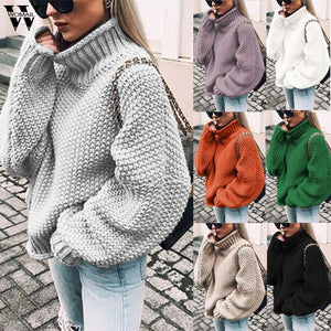 Womail Knitted Sweater Women Winter Warm Sweater Casual sweet Solid Sweater 2019 Female Long Sleeve Loose Pullover Knitwear 827