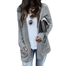 Load image into Gallery viewer, New Cotton Solid Cardigan Long Sleeve Knitted Sweater 2019 Loose Cardigan Mujer Women Open Stitch Casual Sweaters Women Invierno