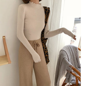 New Ruffled Turtleneck Sweater Women 2019 Autumn Winter Fashion Sweater High Elastic Slim Knit Pullover Female Jumper Pull Femme