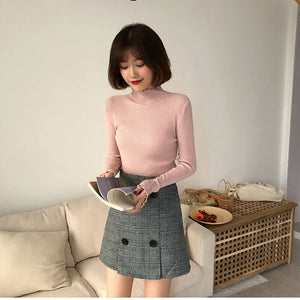 New Ruffled Turtleneck Sweater Women 2019 Autumn Winter Fashion Sweater High Elastic Slim Knit Pullover Female Jumper Pull Femme