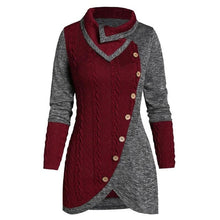 Load image into Gallery viewer, Plus Size 5xl Winter Asymmetric Buttons Tops Tunic Sweater Women Warm Long Sleeve Knitted Pullover Sweaters Jumper