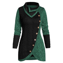 Load image into Gallery viewer, Plus Size 5xl Winter Asymmetric Buttons Tops Tunic Sweater Women Warm Long Sleeve Knitted Pullover Sweaters Jumper