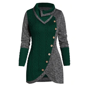 Plus Size 5xl Winter Asymmetric Buttons Tops Tunic Sweater Women Warm Long Sleeve Knitted Pullover Sweaters Jumper