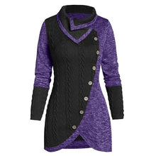 Load image into Gallery viewer, Plus Size 5xl Winter Asymmetric Buttons Tops Tunic Sweater Women Warm Long Sleeve Knitted Pullover Sweaters Jumper