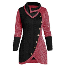 Load image into Gallery viewer, Plus Size 5xl Winter Asymmetric Buttons Tops Tunic Sweater Women Warm Long Sleeve Knitted Pullover Sweaters Jumper