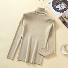 Load image into Gallery viewer, Woherb Shiny Lurex Autumn Winter Turtleneck Sweater Women Pullover Jumper Basic Sweaters 2020 Korean Style Stretch Knit Tops