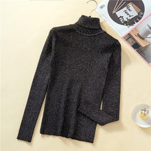 Load image into Gallery viewer, Woherb Shiny Lurex Autumn Winter Turtleneck Sweater Women Pullover Jumper Basic Sweaters 2020 Korean Style Stretch Knit Tops