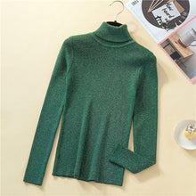 Load image into Gallery viewer, Woherb Shiny Lurex Autumn Winter Turtleneck Sweater Women Pullover Jumper Basic Sweaters 2020 Korean Style Stretch Knit Tops