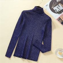 Load image into Gallery viewer, Woherb Shiny Lurex Autumn Winter Turtleneck Sweater Women Pullover Jumper Basic Sweaters 2020 Korean Style Stretch Knit Tops
