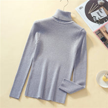 Load image into Gallery viewer, Woherb Shiny Lurex Autumn Winter Turtleneck Sweater Women Pullover Jumper Basic Sweaters 2020 Korean Style Stretch Knit Tops
