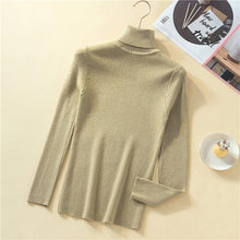 Load image into Gallery viewer, Woherb Shiny Lurex Autumn Winter Turtleneck Sweater Women Pullover Jumper Basic Sweaters 2020 Korean Style Stretch Knit Tops